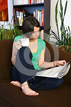 Woman relaxe in living room