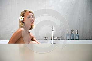 Woman relaxing in bath