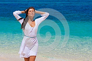 Woman relaxing at the beach