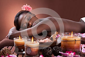 Woman relaxing at beauty spa