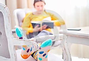 Woman relaxing with a book