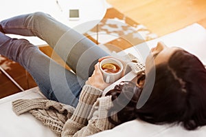 Woman relaxing at home