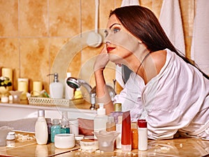 Woman relaxing at home bath