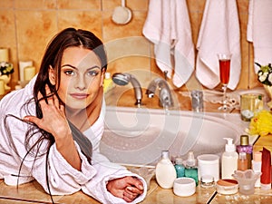 Woman relaxing at home bath