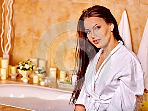 Woman relaxing at home bath