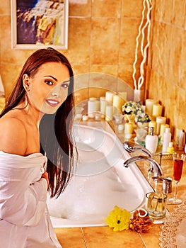 Woman relaxing at home bath