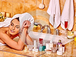 Woman relaxing at home bath