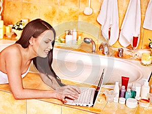 Woman relaxing at home luxury bath.