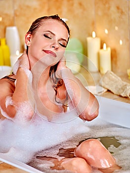 Woman relaxing at home luxury bath