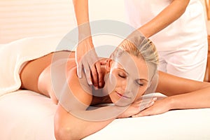 Woman relaxing during massage