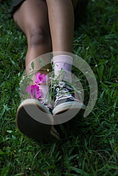 A woman relaxing with nature in the peaceful park