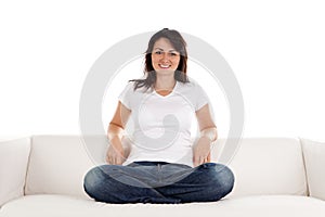 Woman relaxing on sofa