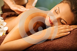 Woman relaxing in a spa
