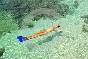 Woman relaxing in the water.