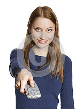 Woman with remote control