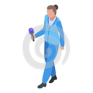 Woman reportage icon, isometric style