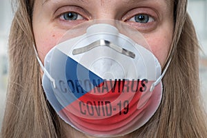 Woman with respirator mask -, MERS, SARS conce