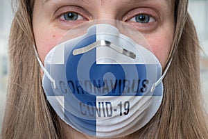 Woman with respirator mask -, MERS, SARS conce