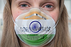 Woman with respirator mask -, MERS, SARS conce