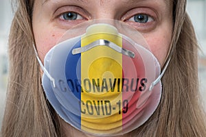 Woman with respirator mask -, MERS, SARS conce