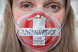 Woman with respirator mask -, MERS, SARS conce