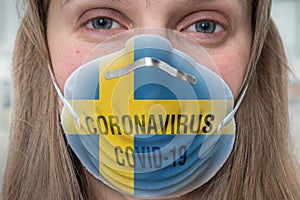 Woman with respirator mask -, MERS, SARS conce