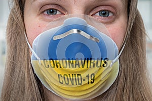 Woman with respirator mask -, MERS, SARS conce