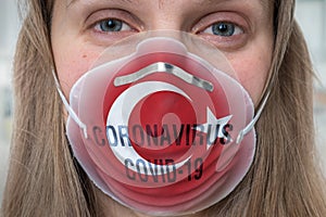 Woman with respirator mask -, MERS, SARS conce