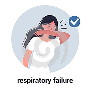 Woman with respiratory failure. Virus prevention and protection.