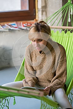 Woman rest in hammock