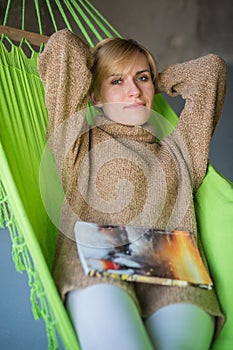 Woman rest in hammock