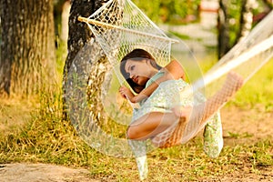 Woman rest in hammock