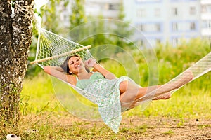 Woman rest in hammock