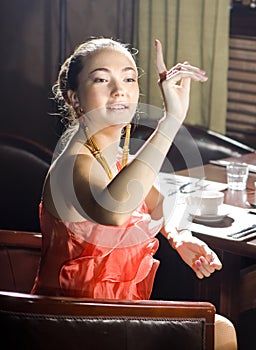 Woman at restaurant