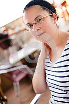 Woman at a restaurant