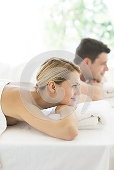 Woman Resting On Massage Table At Spa