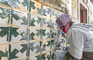 Woman-restorator at work