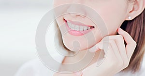 Woman with retainer for teeth