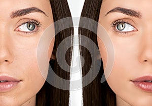 Woman before and after retouch