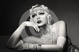 Woman retro flapper style photo