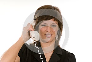 Woman with retro telephone