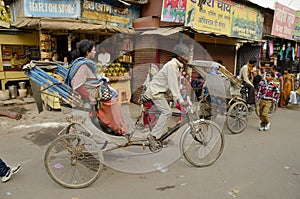 Woman on rickshaw
