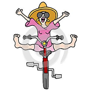 Woman riding bicycle