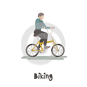 Woman riding bicycle. Everyday sport vector illustration