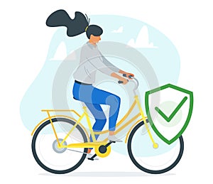 Woman riding bicycle vector illustration