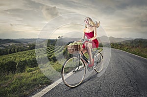 Woman riding a bike