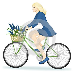 Woman riding a bike in background