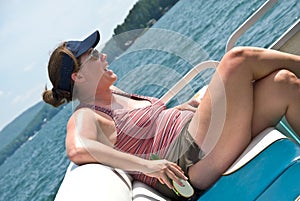 Woman Riding in a Boat