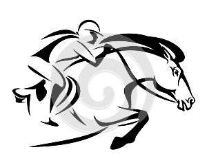 Woman riding jumping horse vector design