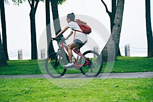 Woman riding mountain bike